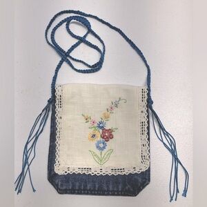 Handmade/Upcycled Denim Crossbody Purse, Embroidered, Handstitching